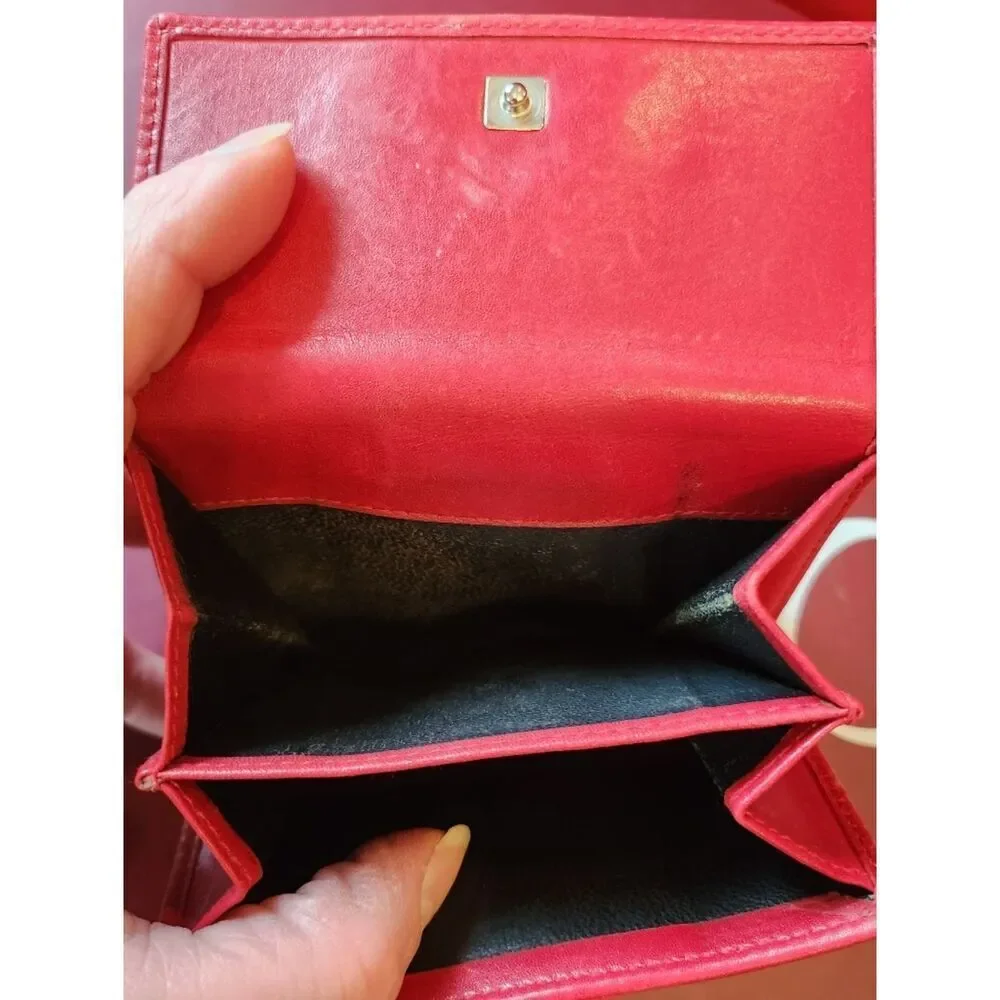 Gucci Red Leather Shoulder Bag with Bamboo Handle And Wallet